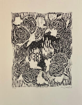 floral woodcut print